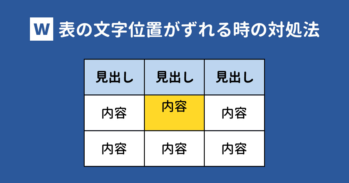 Wordの表の文字位置がずれる 上下や左右にずれる時の対処法は With Pc